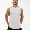Wholesale Custom Plain Men Sports Hoodie Cut off Loose t Shirt  Workout Muscle Sleeveless Gym Vest Singlets tank Top