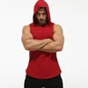 Wholesale Custom Plain Men Sports Hoodie Cut off Loose t Shirt  Workout Muscle Sleeveless Gym Vest Singlets tank Top