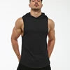 Wholesale Custom Plain Men Sports Hoodie Cut off Loose t Shirt  Workout Muscle Sleeveless Gym Vest Singlets tank Top