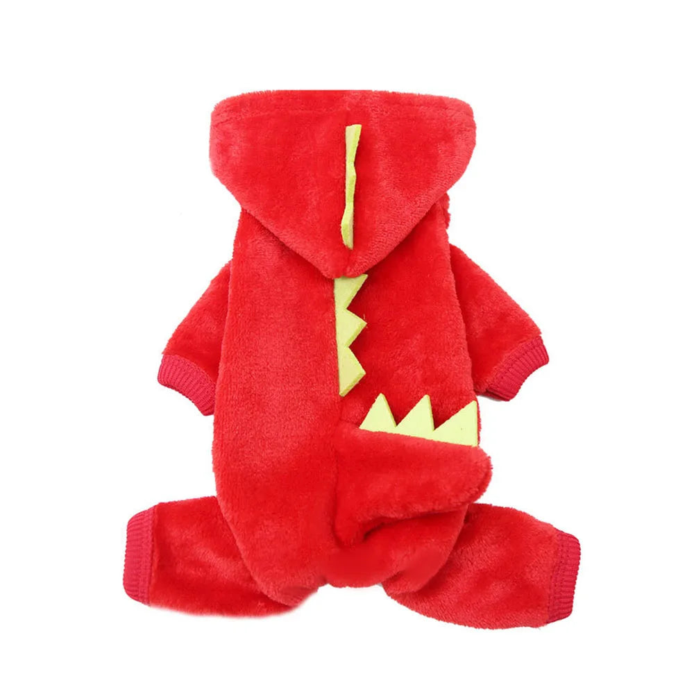 Halloween Cat Costume Dinosaur Cat Small Dog Warm Jacket Cat Christmas Costume Pet Clothes for Puppy Kitten Red Green