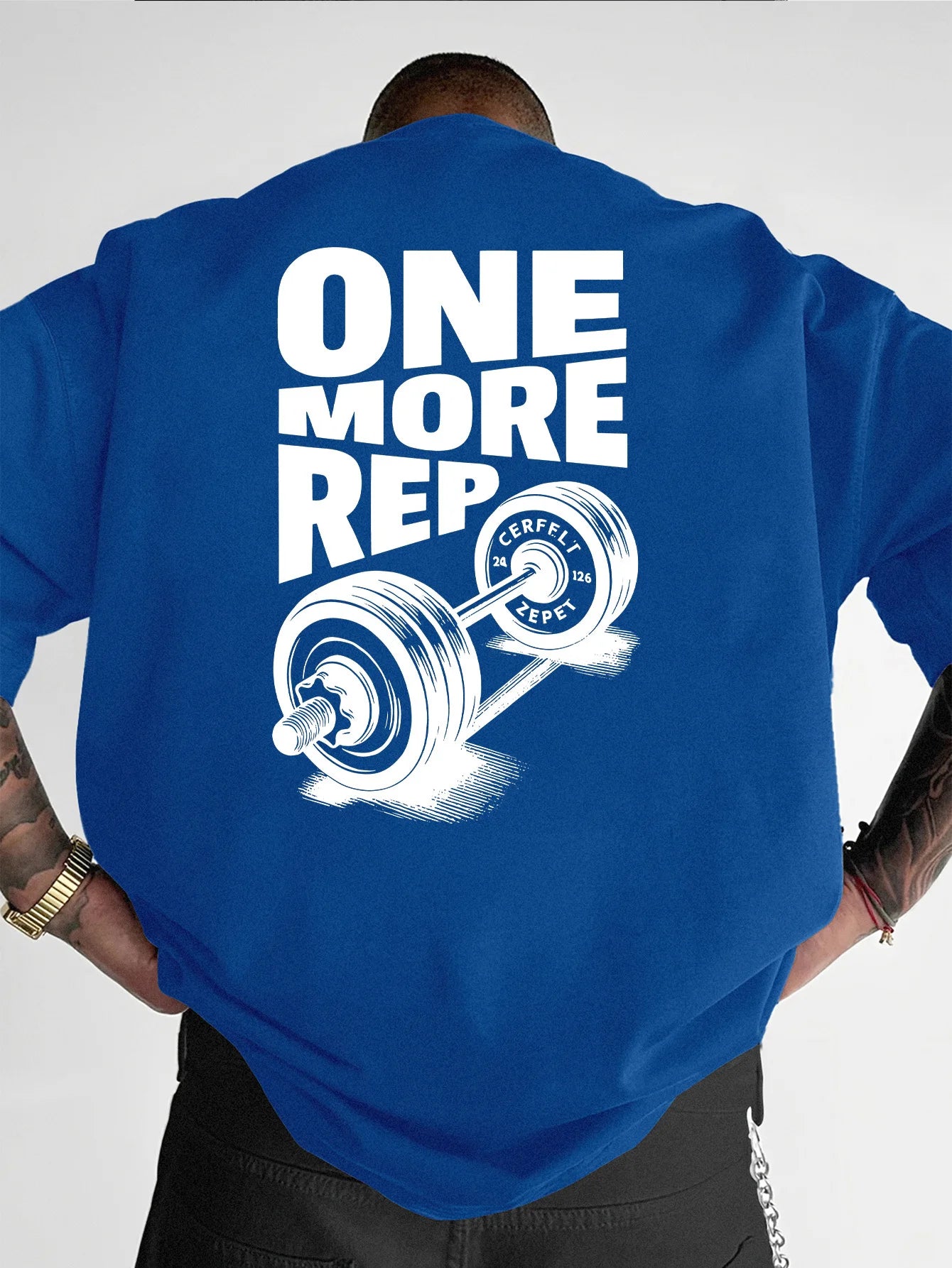 Men's T-Shirt Vintage Funny Gym Workout ONE MORE REP Weightlifting Women Streetwear Cotton Oversized Tees Short Sleeve Loose Top
