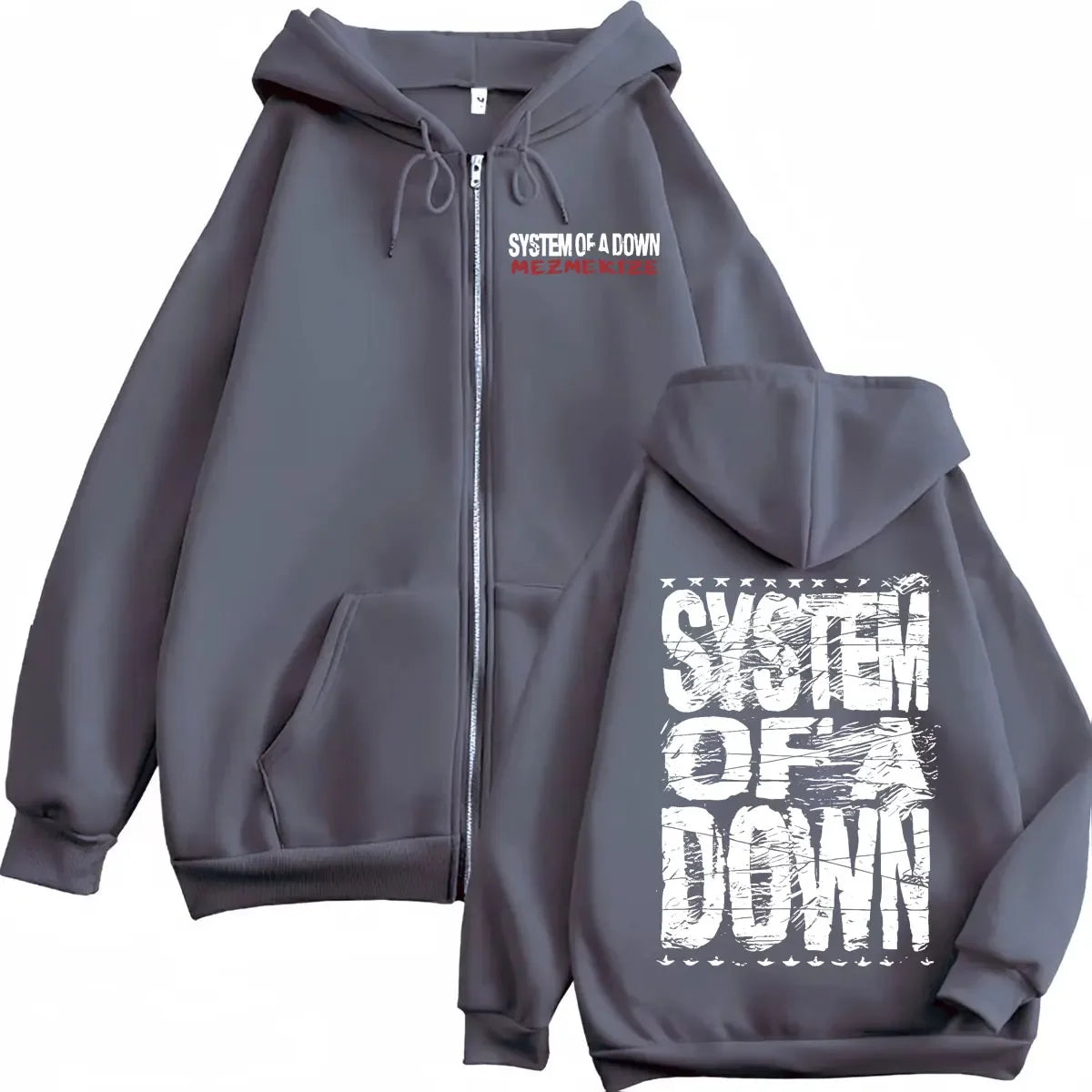 System of A Down Mezmerize Merch Zipper Hoodie Alternative Metal Music Zip Up Sweatshirts Rock Hip Hop Vintage Pullovers Unisex