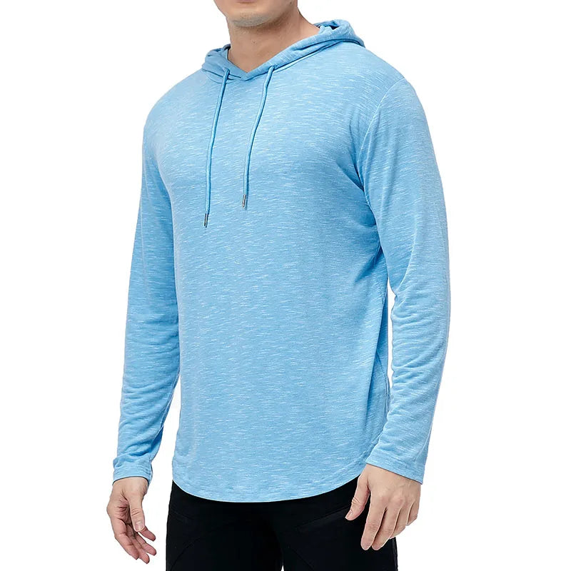 Men's Lightweight Athletic Hoodies Long Sleeve Workout Sport Hooded Shirt Casual Gym Running Jogger Shirt Pullover Sweatshirt