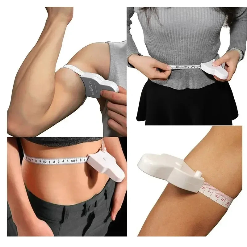 Body fat caliper and Waist Measurement Tape set - handheld fat caliper and tape combination, portable fitness measuring tool