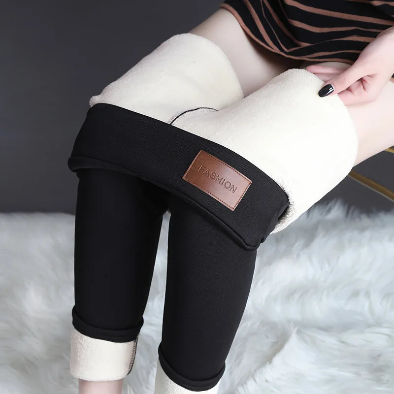 Thermal Leggings Women Winter Warm High Waist Simplicity Warm Pants Fashion Black Elasticity Autumn Velvet Comfortable Leggins
