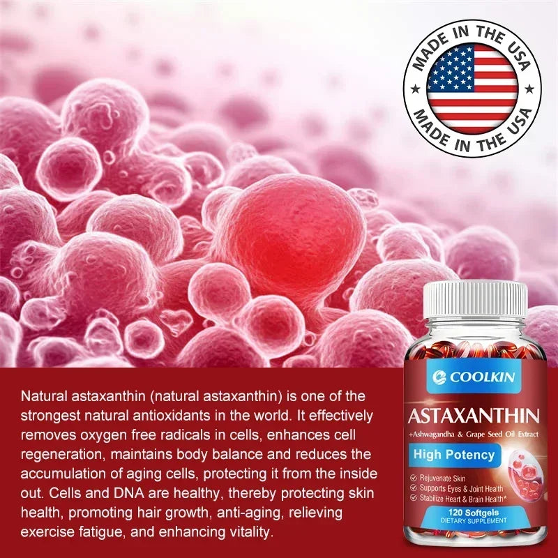 Astaxanthin - Promotes Cardiovascular Health, Speeds Up Metabolism, Supports Eye, Joint and Skin Health