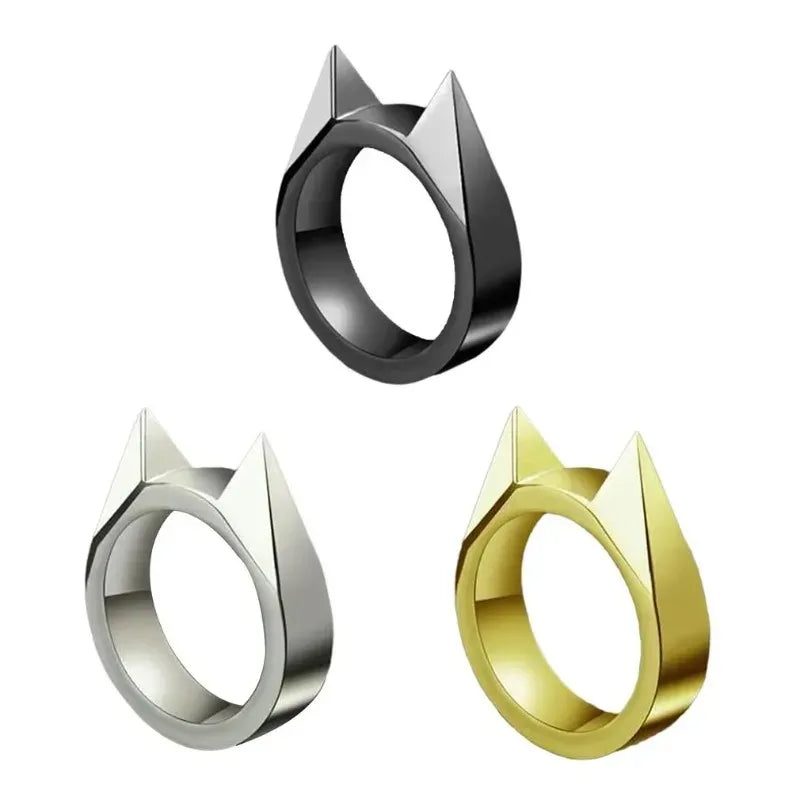 Outdoor Survival Self-Defense Rings Cat's Ear Safety Survival Metal Defense Ring Self Defense Supplies