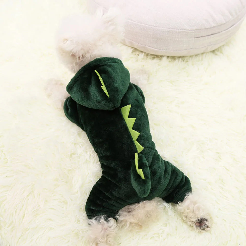 Halloween Cat Costume Dinosaur Cat Small Dog Warm Jacket Cat Christmas Costume Pet Clothes for Puppy Kitten Red Green