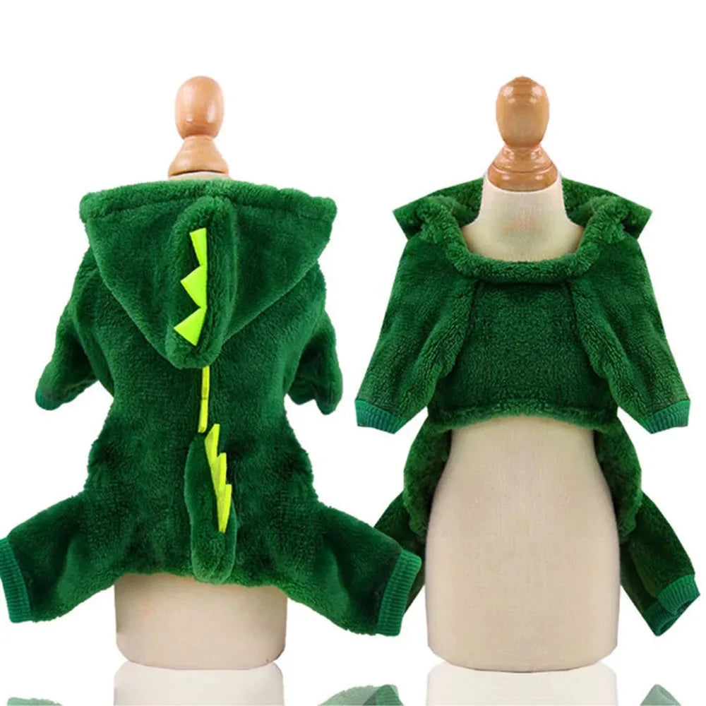 Halloween Cat Costume Dinosaur Cat Small Dog Warm Jacket Cat Christmas Costume Pet Clothes for Puppy Kitten Red Green