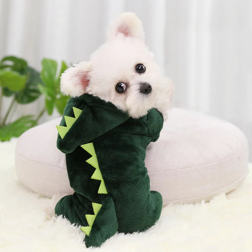 Halloween Cat Costume Dinosaur Cat Small Dog Warm Jacket Cat Christmas Costume Pet Clothes for Puppy Kitten Red Green