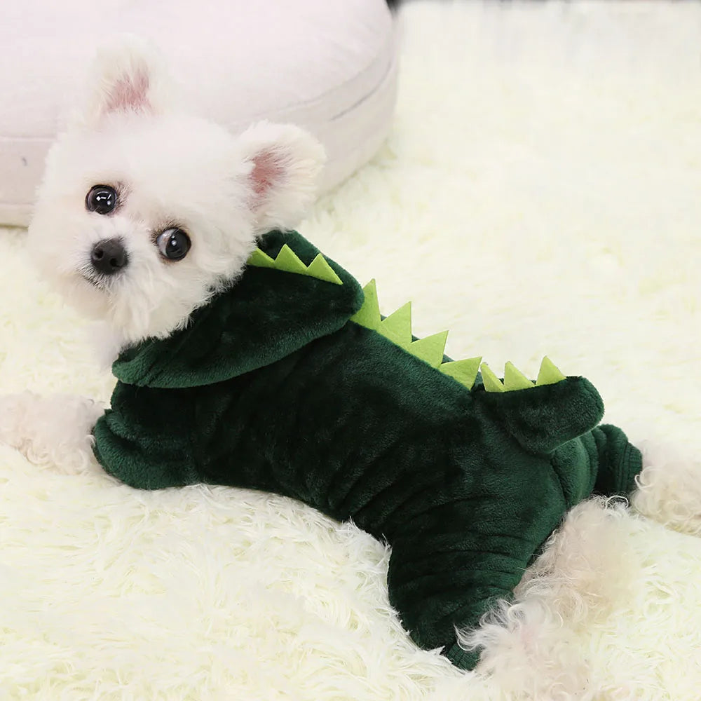 Halloween Cat Costume Dinosaur Cat Small Dog Warm Jacket Cat Christmas Costume Pet Clothes for Puppy Kitten Red Green