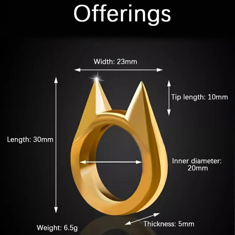 Outdoor Survival Self-Defense Rings Cat's Ear Safety Survival Metal Defense Ring Self Defense Supplies