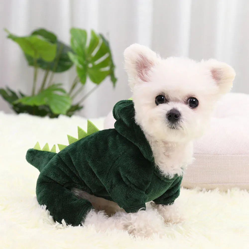 Halloween Cat Costume Dinosaur Cat Small Dog Warm Jacket Cat Christmas Costume Pet Clothes for Puppy Kitten Red Green