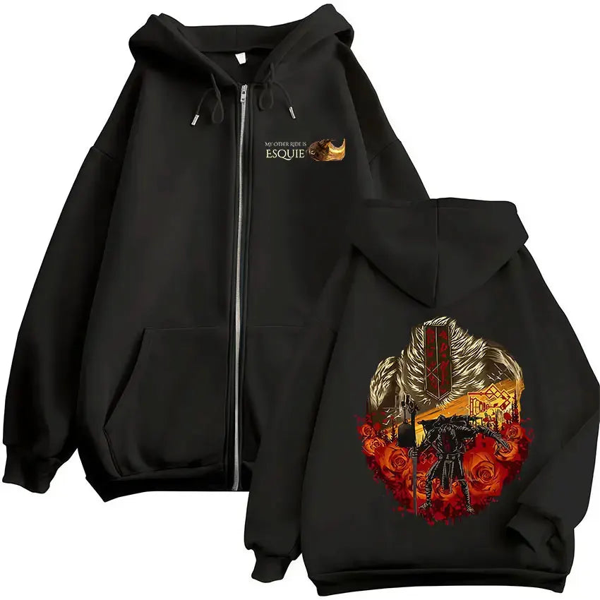 Game Esquie Clair Obscur Expedition 33 Jacket Hoody Unisex Vintage Oversized Zip Up Sweatshirt High Quality Fleece Zipper Hoodie