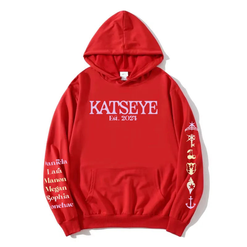 Korean Girls Band KATSEYE X Toca Boca Hoodies Long Sleeve Winter Fleece Hooded Sweatshirt Casual Unisex Streetwear Women Clothes