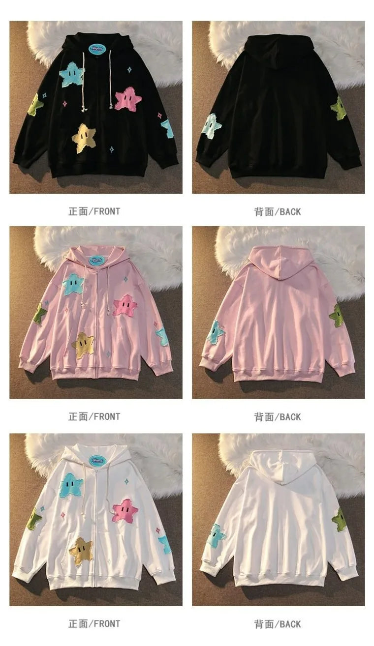 Y2K Oversized Coat Men's Personality Print Women's Hoodie Fashion Punk Harajuku Couple Zip Up Hoodie Tops Kawaii Clothes