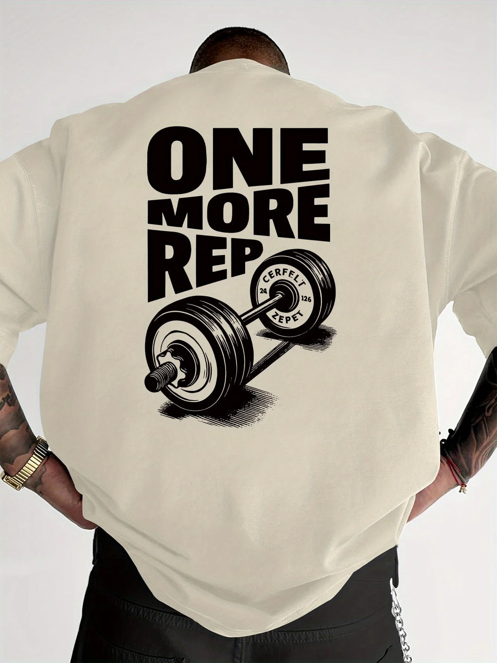 Men's T-Shirt Vintage Funny Gym Workout ONE MORE REP Weightlifting Women Streetwear Cotton Oversized Tees Short Sleeve Loose Top