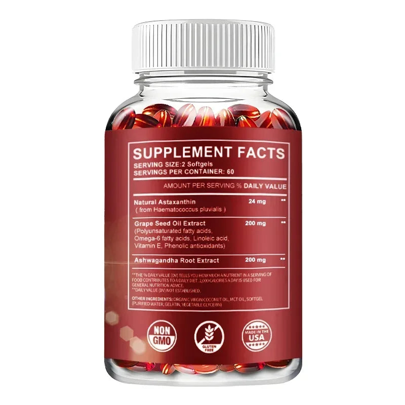 Astaxanthin - Promotes Cardiovascular Health, Speeds Up Metabolism, Supports Eye, Joint and Skin Health