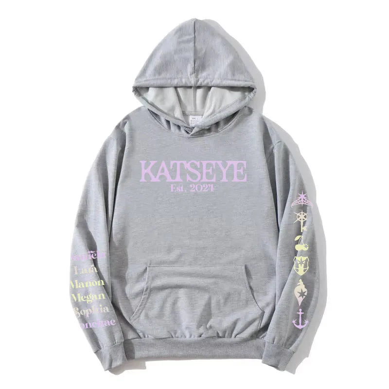 Korean Girls Band KATSEYE X Toca Boca Hoodies Long Sleeve Winter Fleece Hooded Sweatshirt Casual Unisex Streetwear Women Clothes