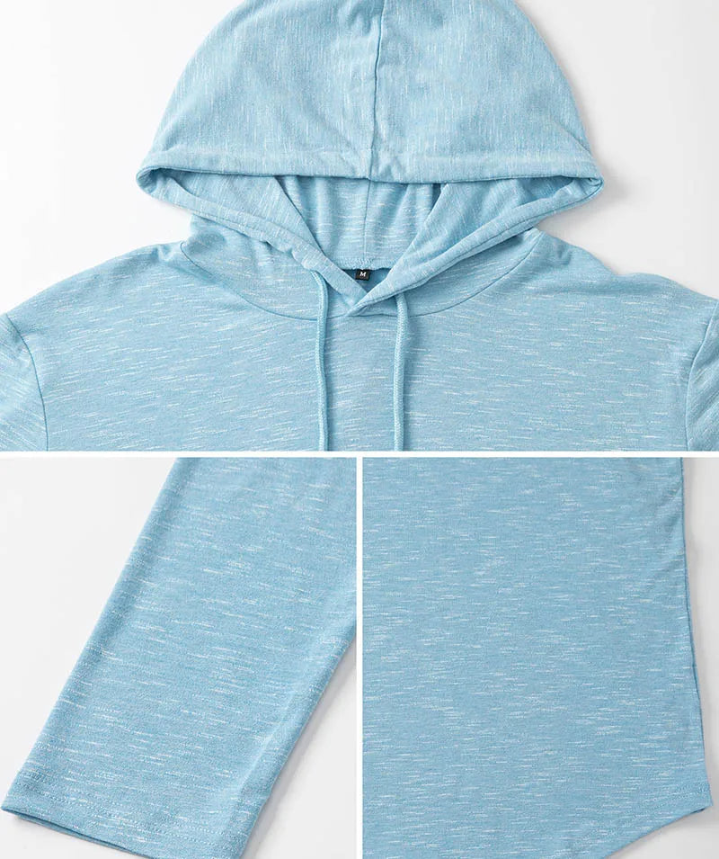 Men's Lightweight Athletic Hoodies Long Sleeve Workout Sport Hooded Shirt Casual Gym Running Jogger Shirt Pullover Sweatshirt