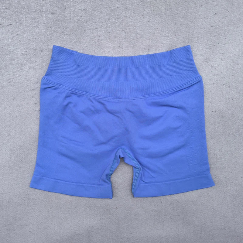 Gym Shorts Women Fitness Sports Biker Shorts 4.5" Low Ribbed Band Yoga Shorts Workout Scrunch Butt Seamless Leggings