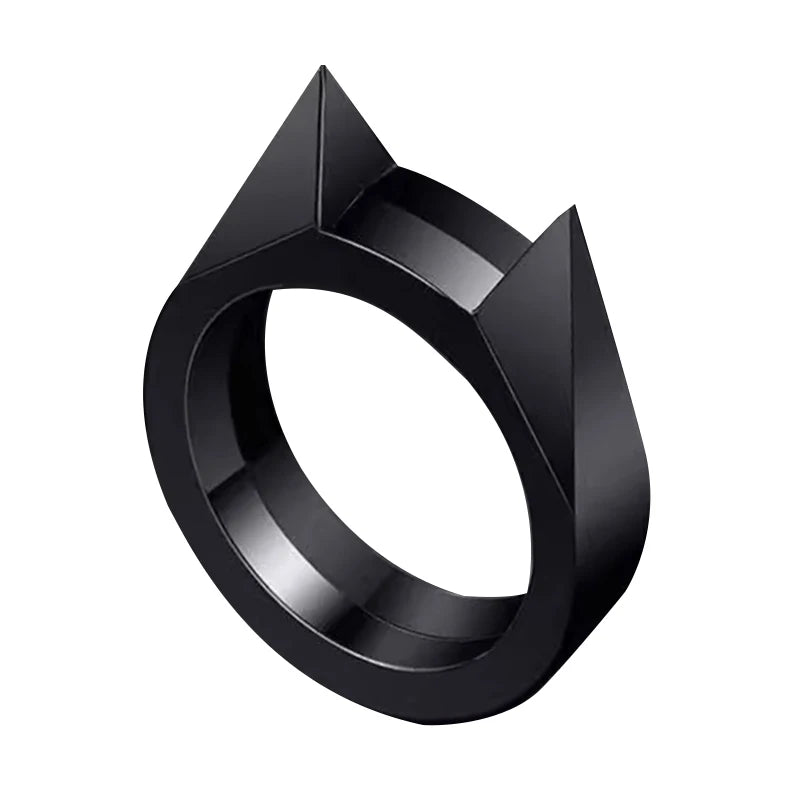 Outdoor Survival Self-Defense Rings Cat's Ear Safety Survival Metal Defense Ring Self Defense Supplies