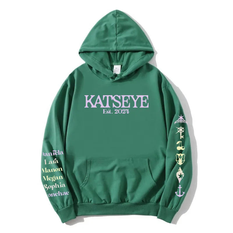 Korean Girls Band KATSEYE X Toca Boca Hoodies Long Sleeve Winter Fleece Hooded Sweatshirt Casual Unisex Streetwear Women Clothes