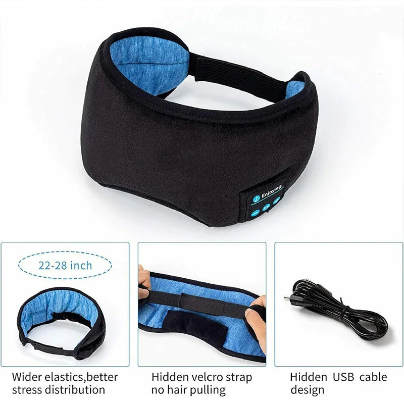Bluetooth 3D Eye Mask Headphones Music Sleeping Headband Earphones Soft Elastic Comfortable Wireless Headset Sleep Eye Mask
