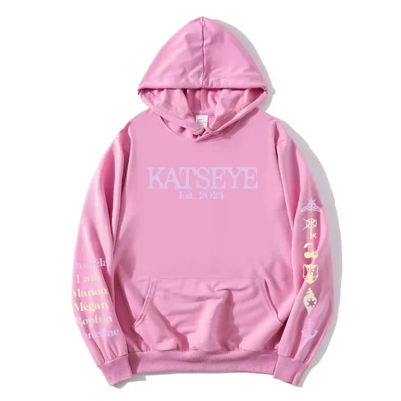 Korean Girls Band KATSEYE X Toca Boca Hoodies Long Sleeve Winter Fleece Hooded Sweatshirt Casual Unisex Streetwear Women Clothes