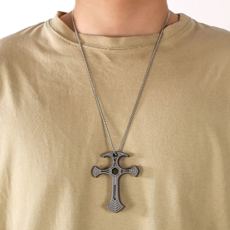Tactical defense cross pendant, self-defense cool equipment, outdoor camping self-defense tool, exquisite small gift