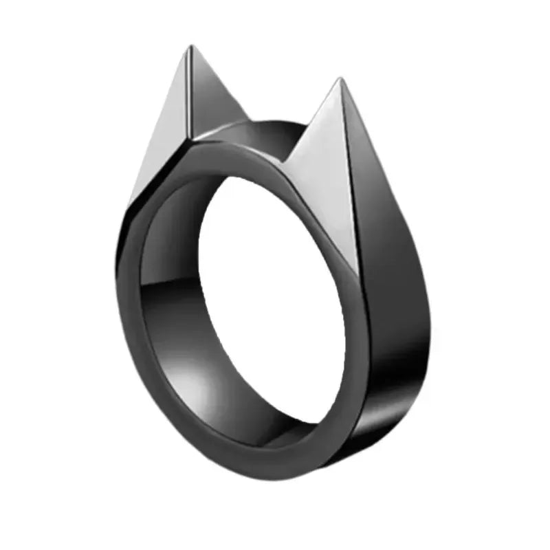 Outdoor Survival Self-Defense Rings Cat's Ear Safety Survival Metal Defense Ring Self Defense Supplies
