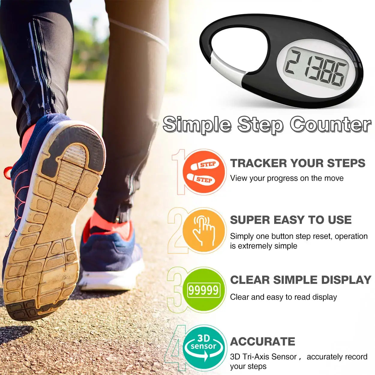 FITCENT Mini Digital Pedometer 3D Sensor Step Counter With Lanyard For Outdoor Sports Running Kids Men Women Walking Tracker