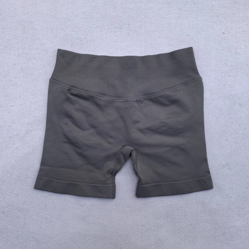 Gym Shorts Women Fitness Sports Biker Shorts 4.5" Low Ribbed Band Yoga Shorts Workout Scrunch Butt Seamless Leggings