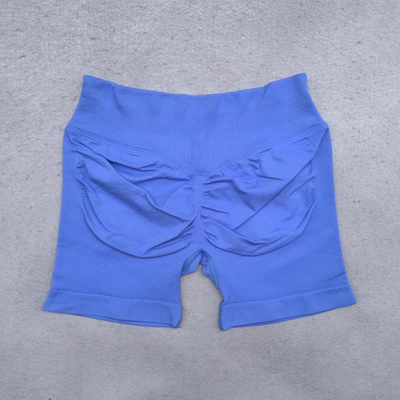 Gym Shorts Women Fitness Sports Biker Shorts 4.5" Low Ribbed Band Yoga Shorts Workout Scrunch Butt Seamless Leggings