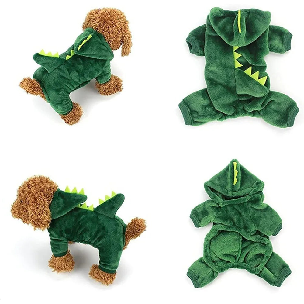 Halloween Cat Costume Dinosaur Cat Small Dog Warm Jacket Cat Christmas Costume Pet Clothes for Puppy Kitten Red Green