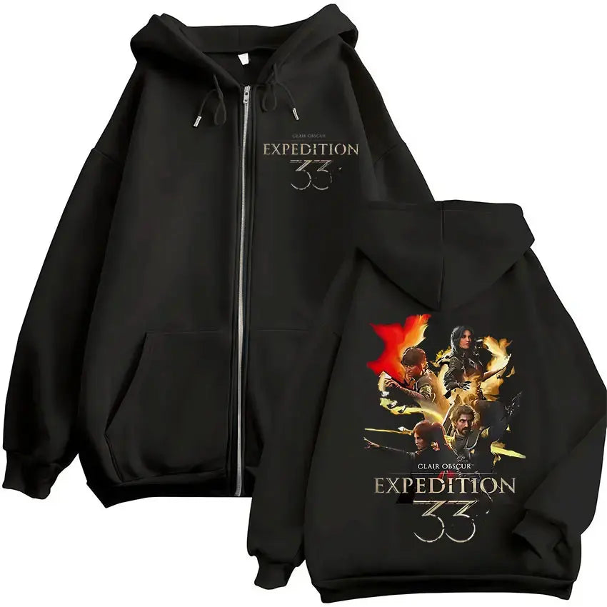 Game Esquie Clair Obscur Expedition 33 Jacket Hoody Unisex Vintage Oversized Zip Up Sweatshirt High Quality Fleece Zipper Hoodie
