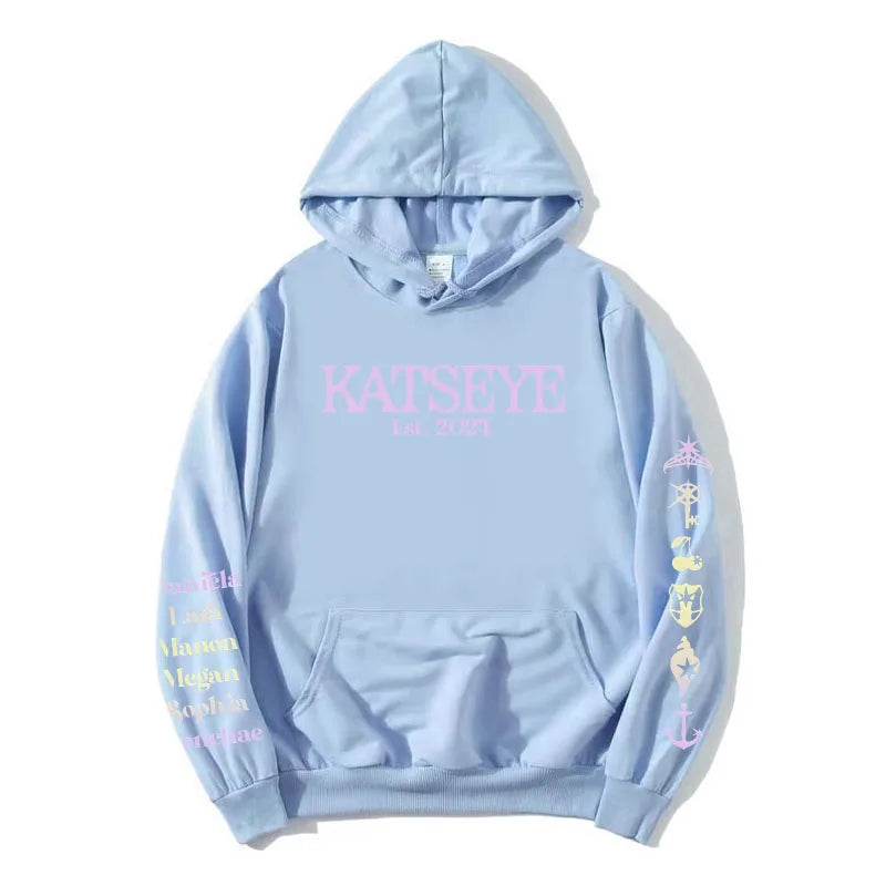 Korean Girls Band KATSEYE X Toca Boca Hoodies Long Sleeve Winter Fleece Hooded Sweatshirt Casual Unisex Streetwear Women Clothes